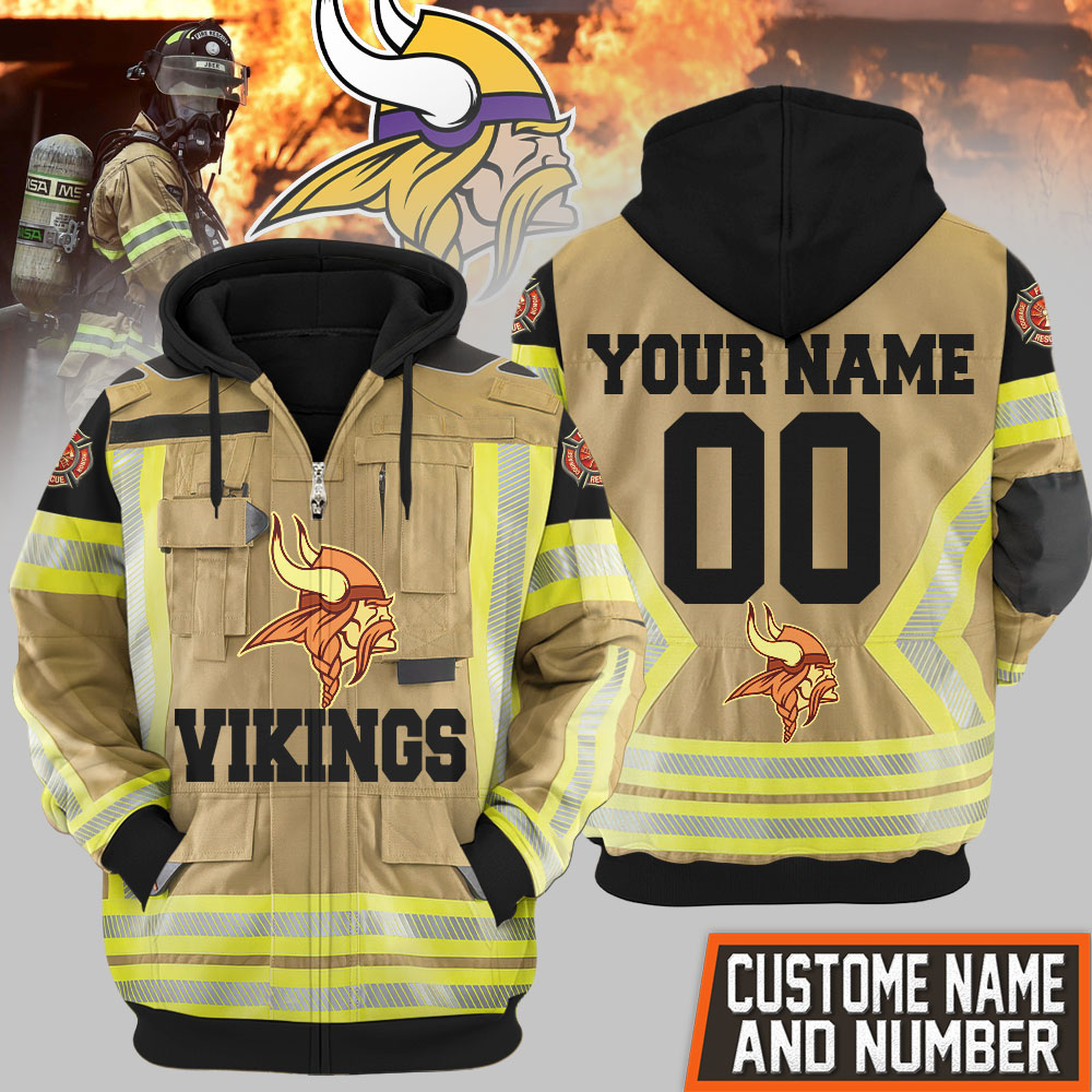 Premium NFL MIN Firefighter Zip Hoodie V1 NMD TTV