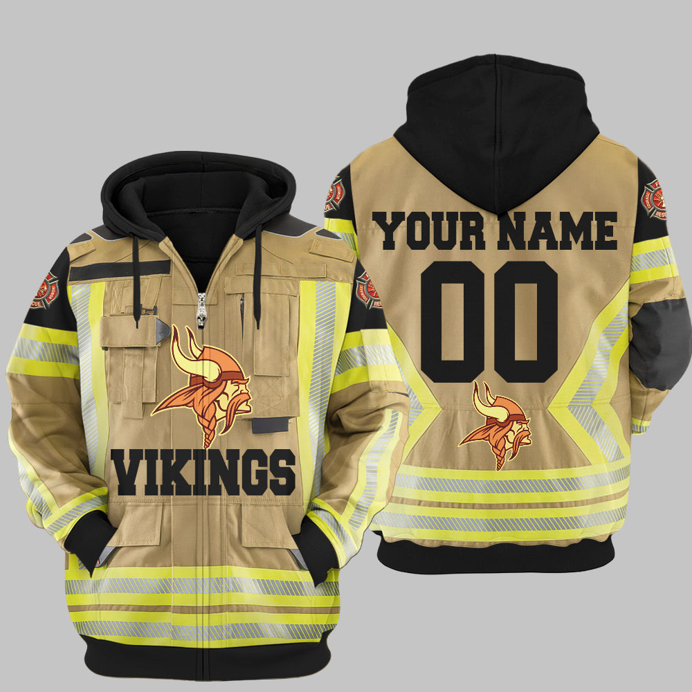 Premium NFL MIN Firefighter Zip Hoodie V1 NMD TTV