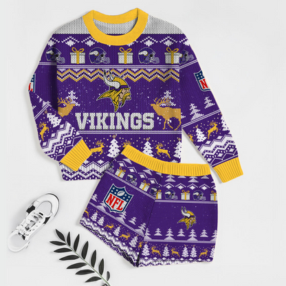 Premium NFL MIN Holiday Sweatshirt & Shorts Set V1 NMD TTV
