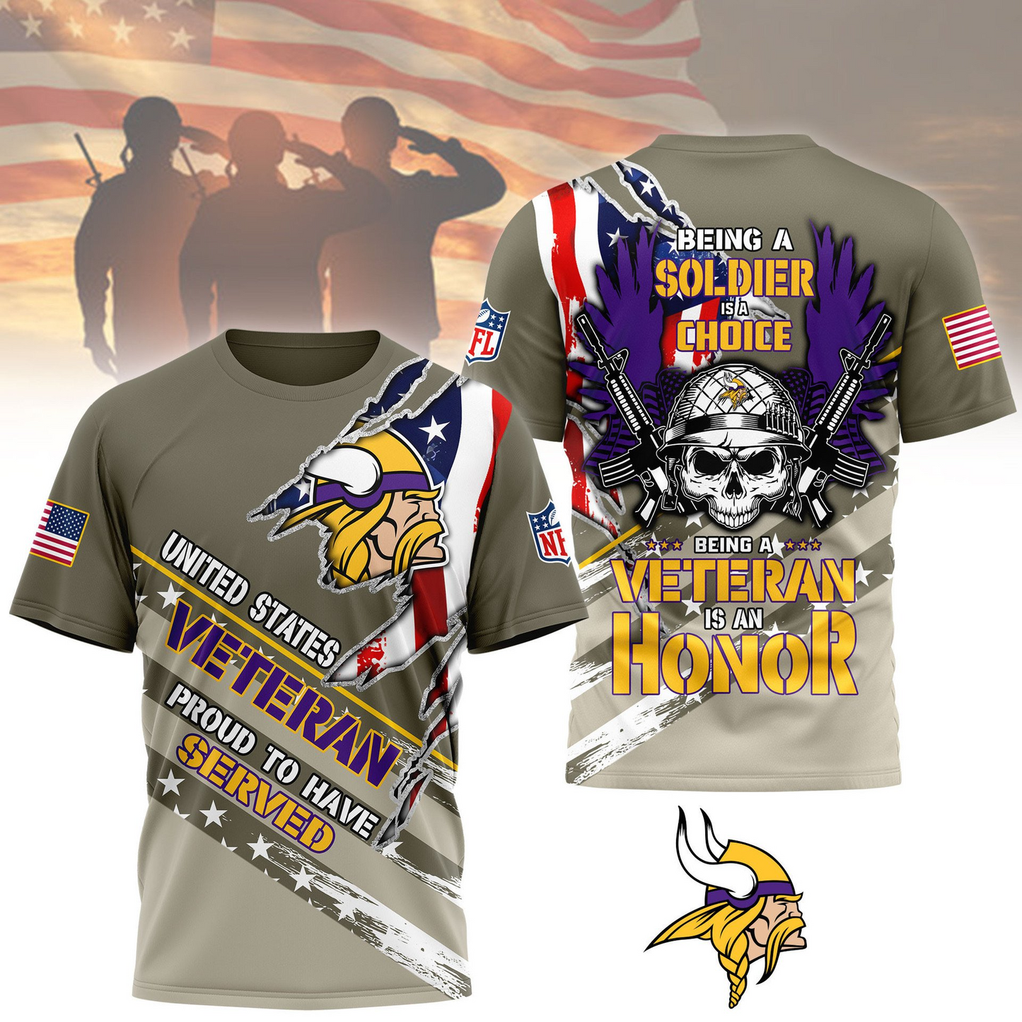 Premium NFL MIN Proud U.S. Veteran T-shirt V1 NMD TTV