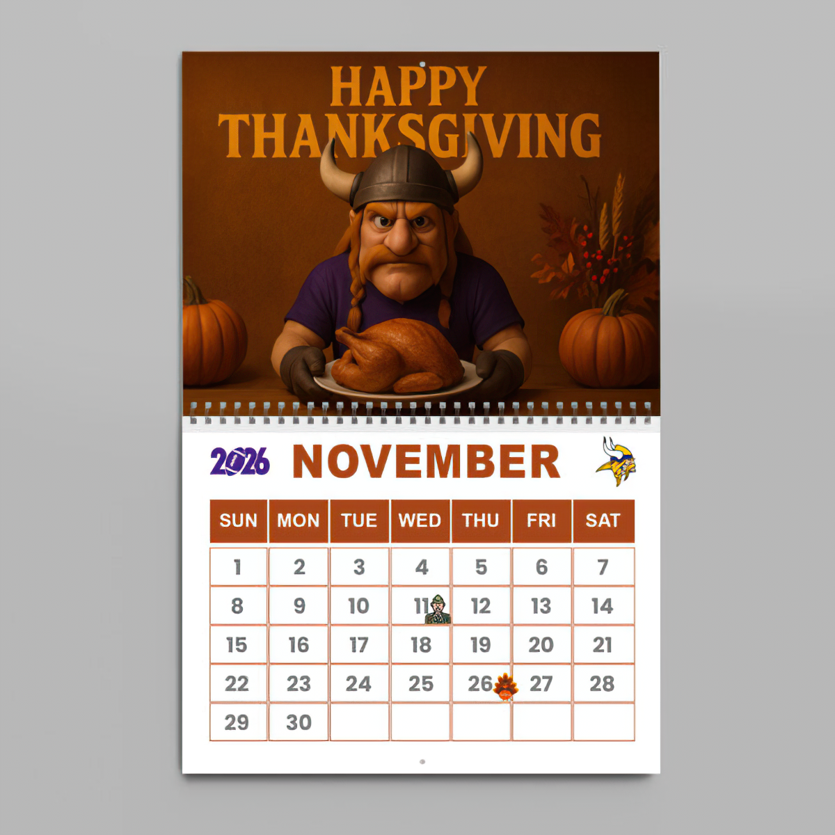 Premium NFL MIN Wall Calendar 2026 V1 NMD TTV