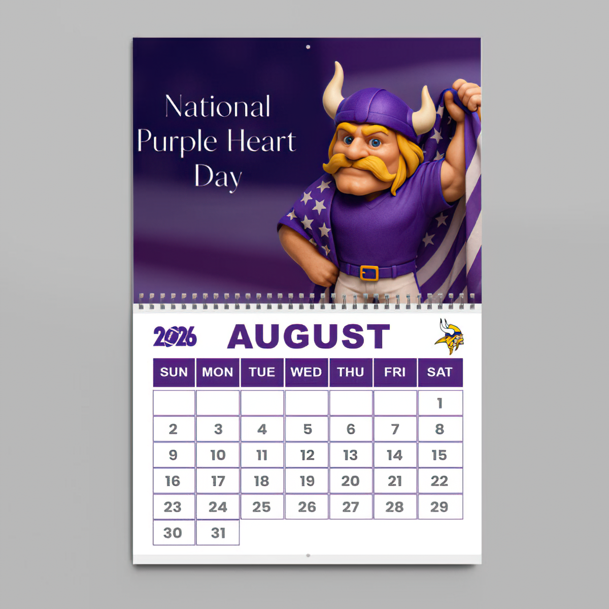 Premium NFL MIN Wall Calendar 2026 V1 NMD TTV