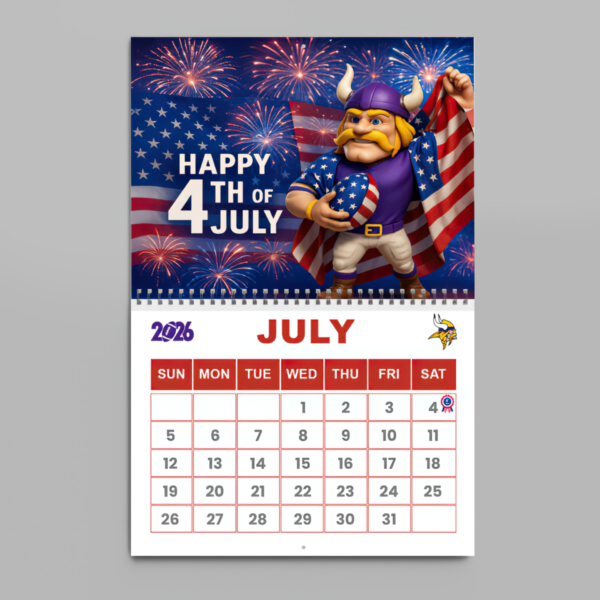 Premium NFL MIN Wall Calendar 2026 V1 NMD TTV