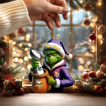 Premium NFL MIN x The Grinch Christmas Ornament V1 NMD TTV