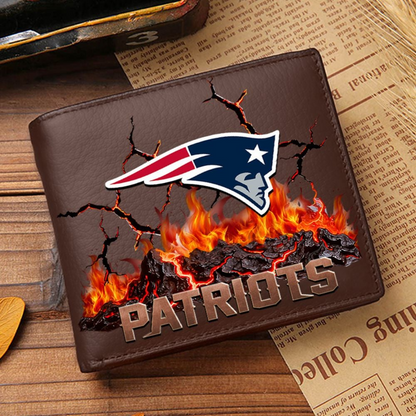Premium NFL NE Cracked Fire Leather Wallet V1 NMD TTV