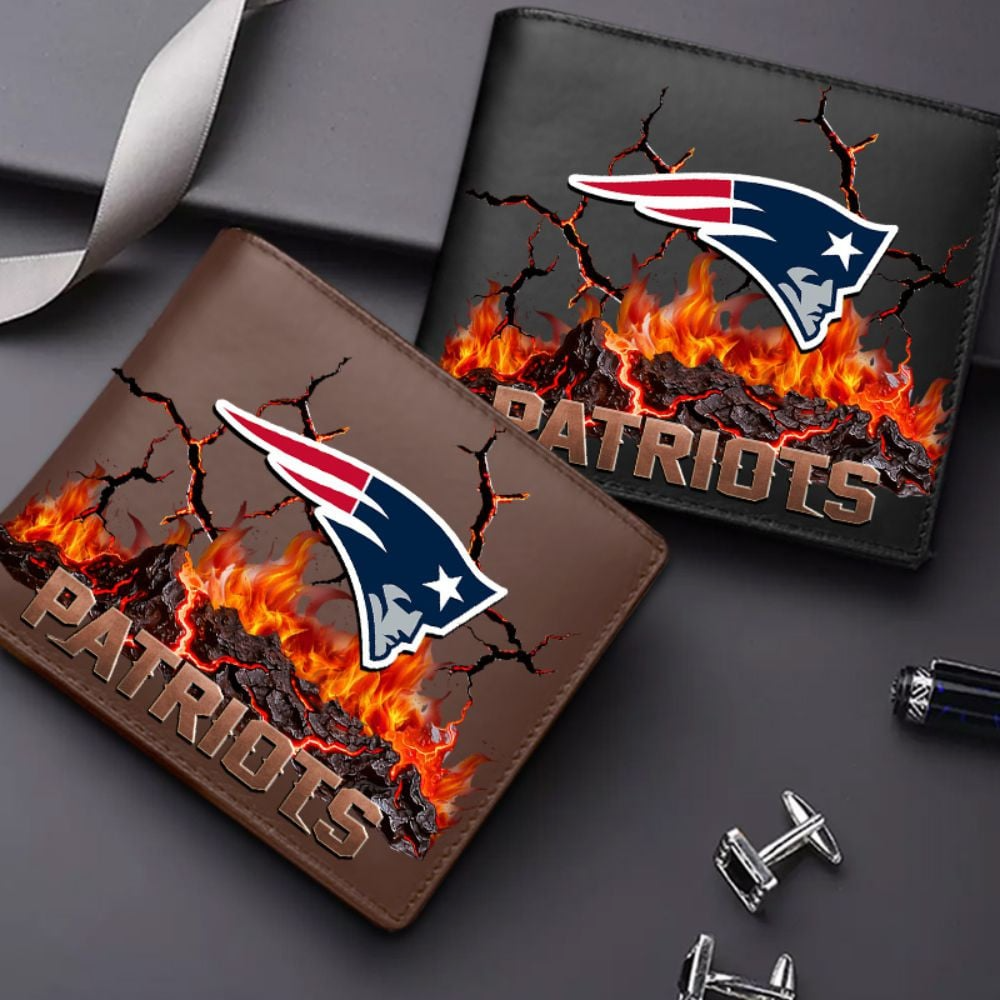 Premium NFL NE Cracked Fire Leather Wallet V1 NMD TTV