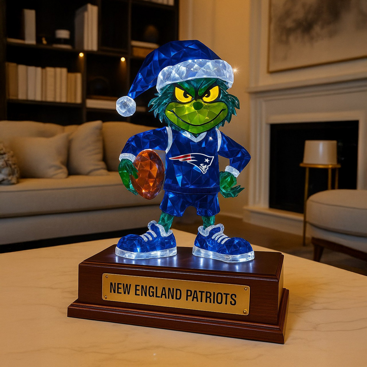 Premium NFL NE Crystal Style Desktop Ornament V1 NMD  TTV