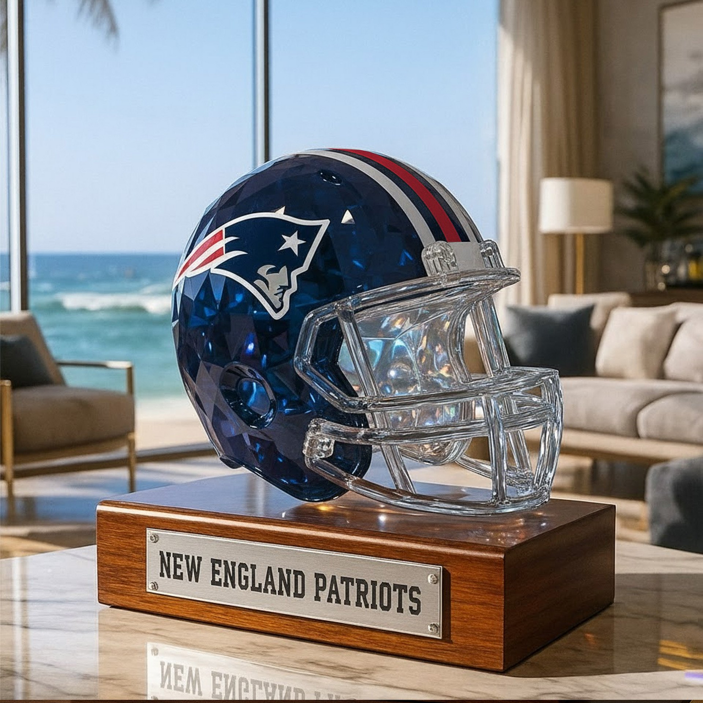 Premium NFL NE Crystal Style Desktop Ornament V1 NMD  TTV