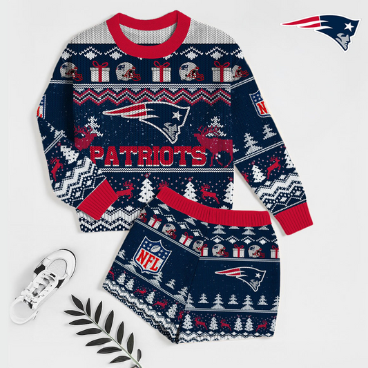 Premium NFL NE Holiday Sweatshirt & Shorts Set V1 NMD TTV
