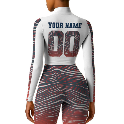 Premium NFL NE Long-Sleeve Crop Top Sports Jacket and Leggings V1 NMD TTV