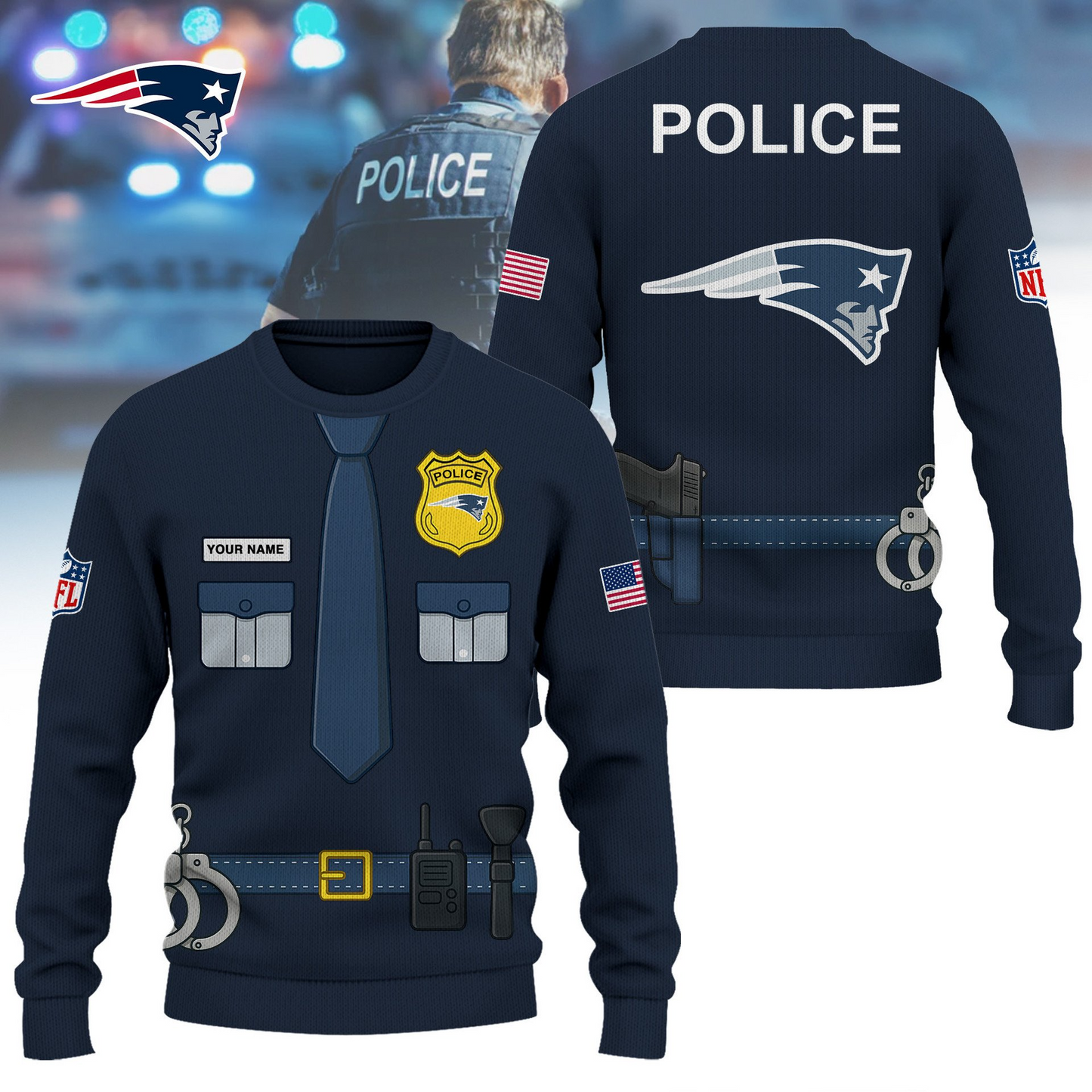 Premium NFL NE Police Office Costume Shirt V1 NMD TTV
