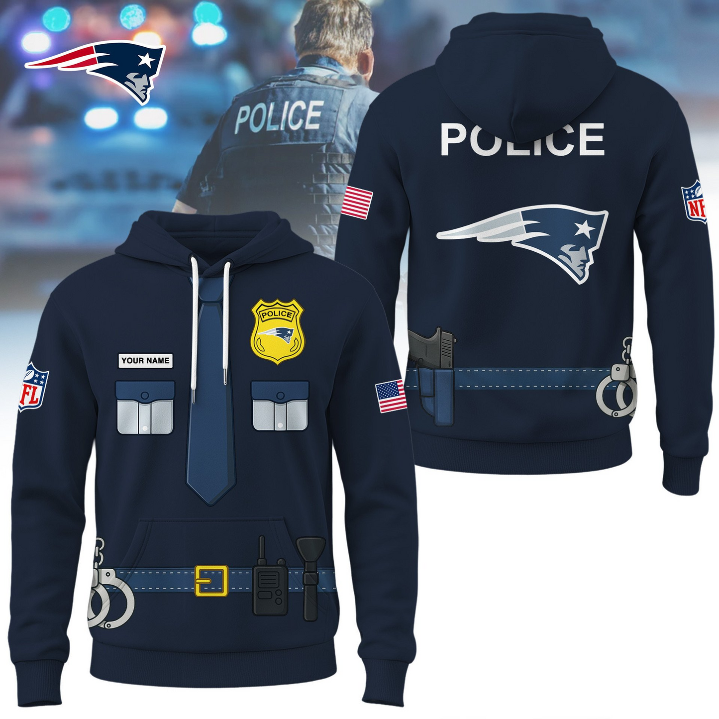 Premium NFL NE Police Office Costume Shirt V1 NMD TTV