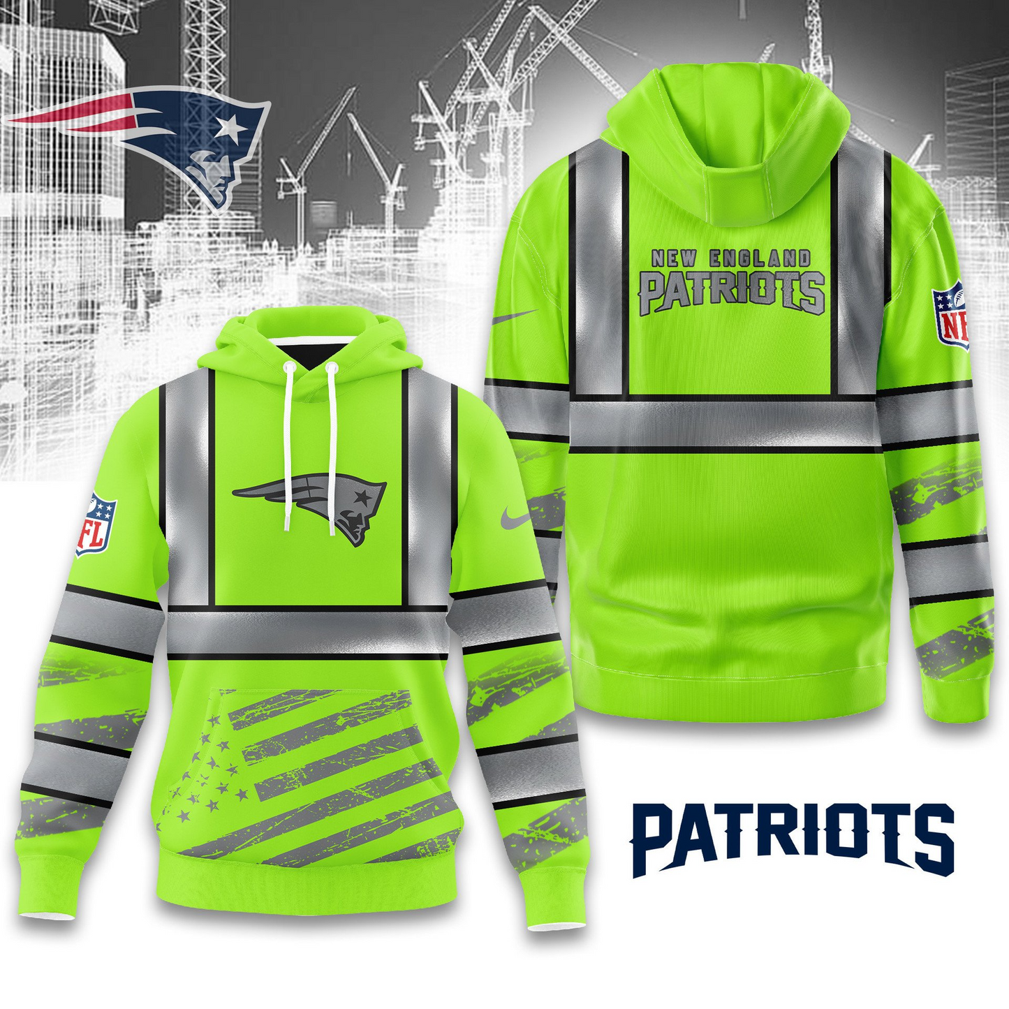 Premium NFL NE Safety Hi-Vis Hoodie V1 NMD TTV