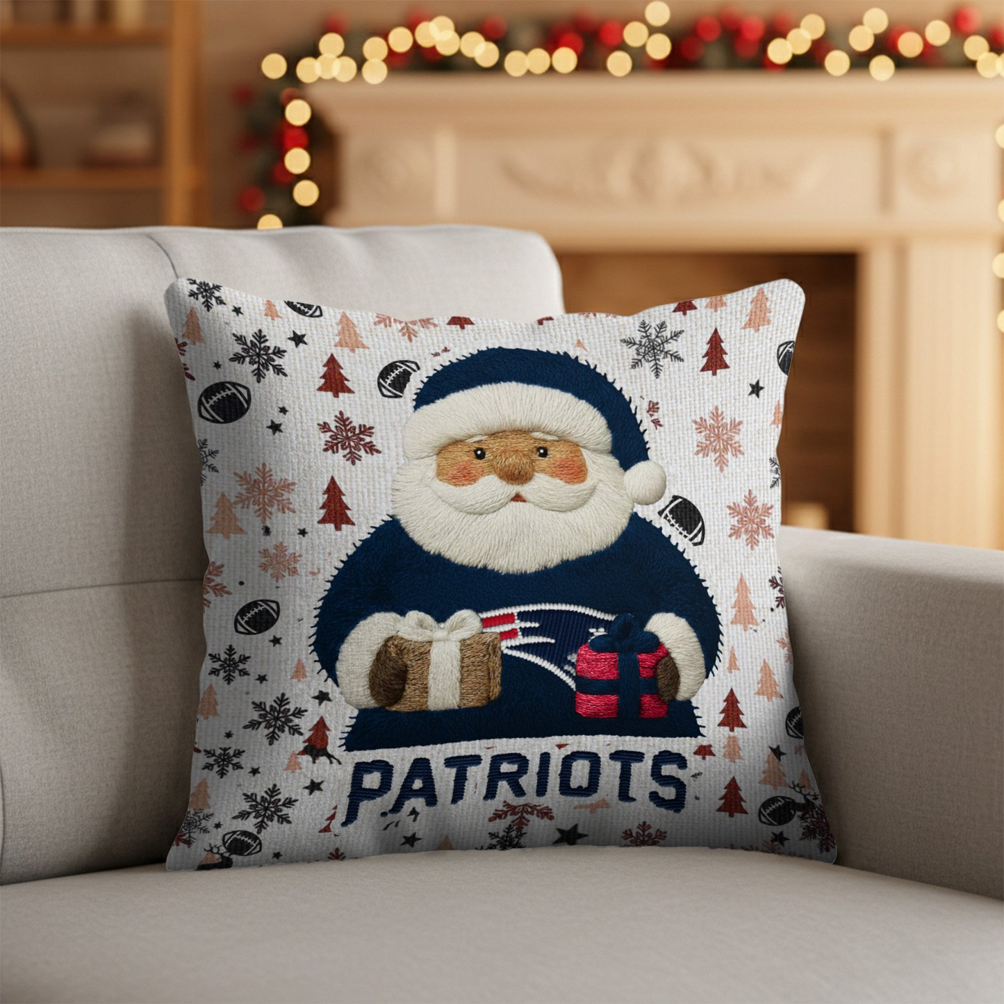 Premium NFL NE Santa Christmas Pillow V1 NMD TTV