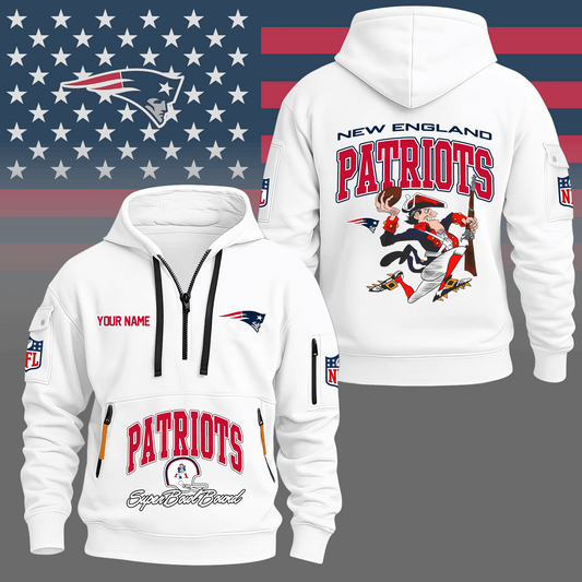 Premium NFL NE Super Bowl Hoodie Half Zipper V1 NMD TTV