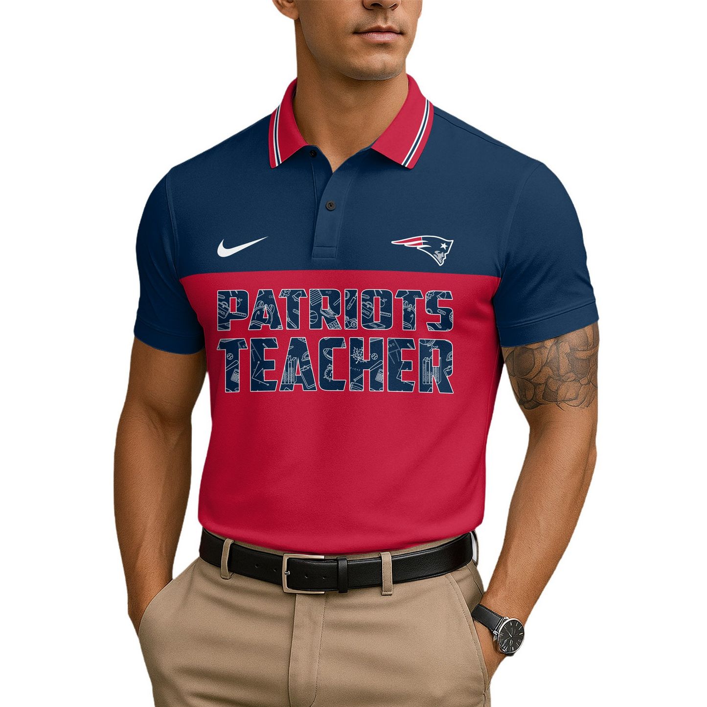 Premium NFL NE Teacher Appreciation Polo Shirt V15 NMD TTV