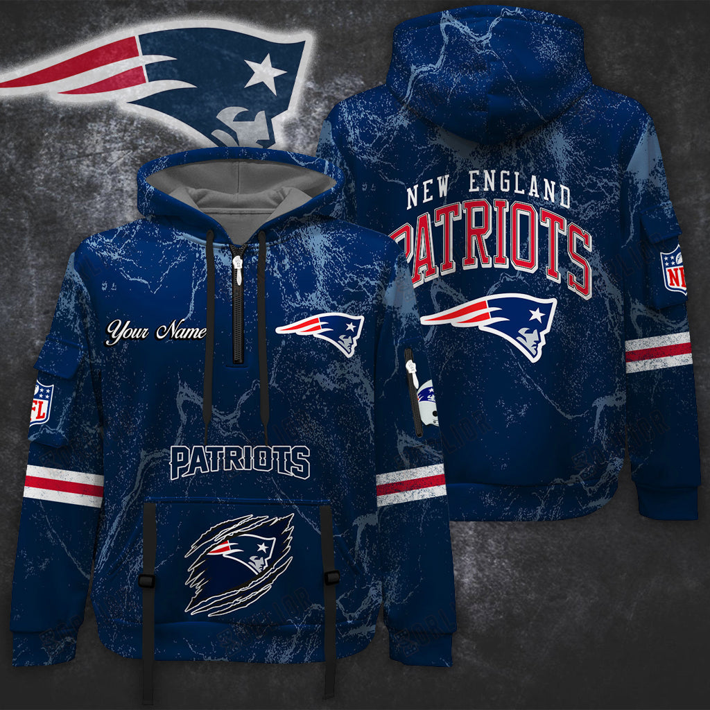 Premium NFL NE Vintage Pattern Quarter Zip Hoodie V1 NMD NHM