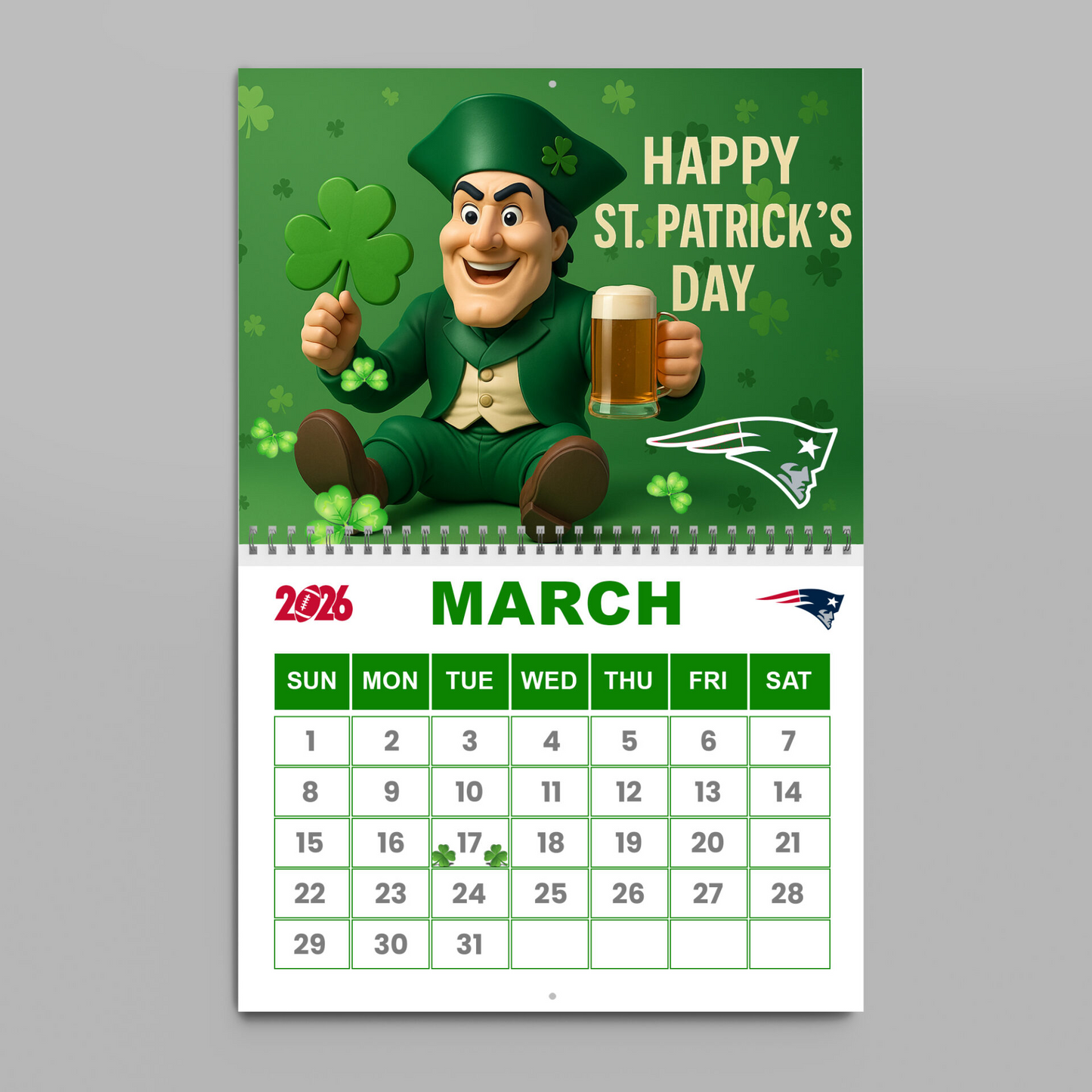 Premium NFL NE Wall Calendar 2026 V1 NMD TTV