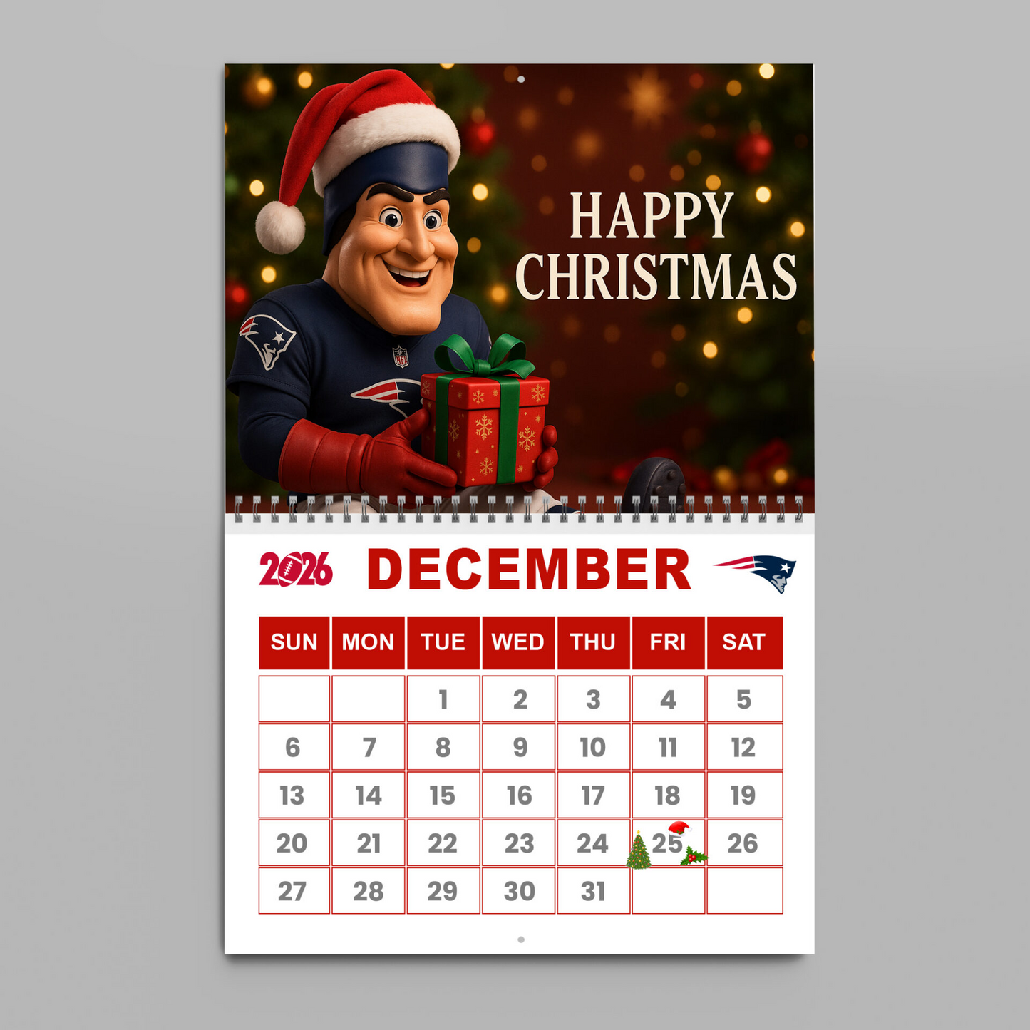 Premium NFL NE Wall Calendar 2026 V1 NMD TTV