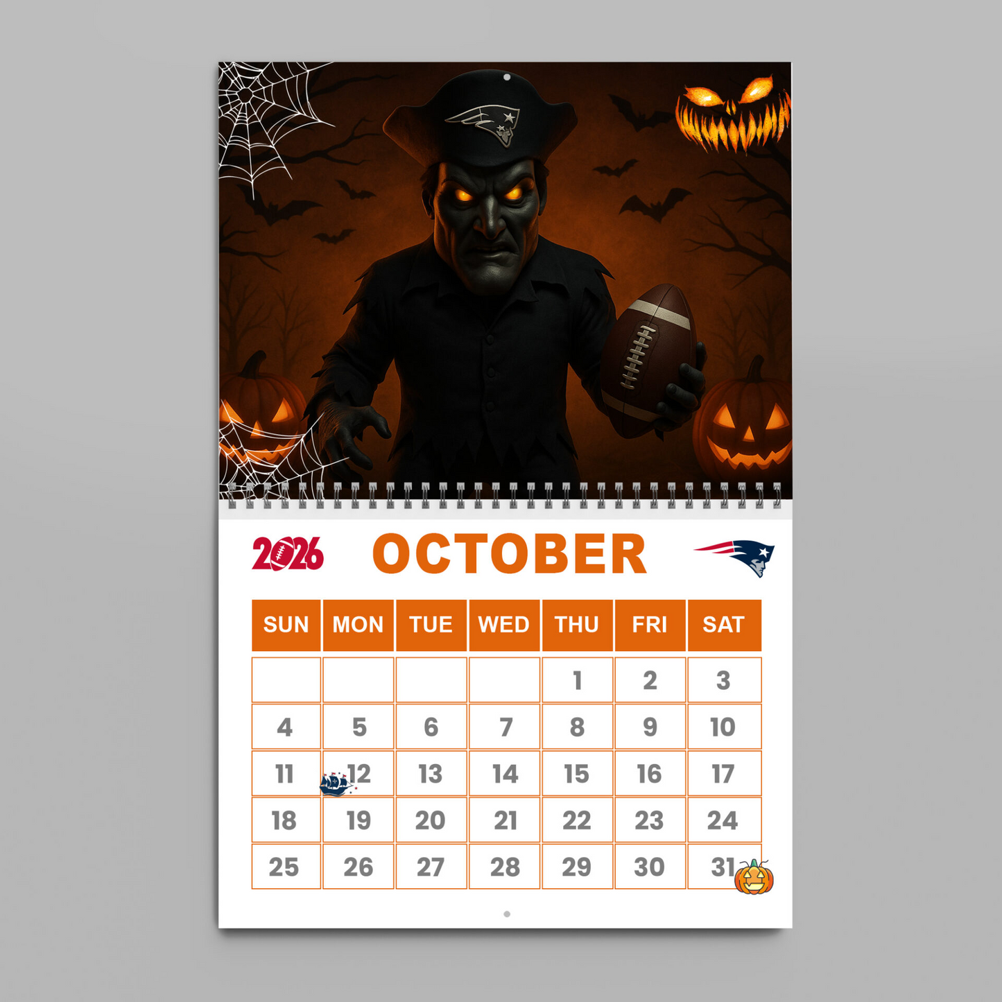 Premium NFL NE Wall Calendar 2026 V1 NMD TTV