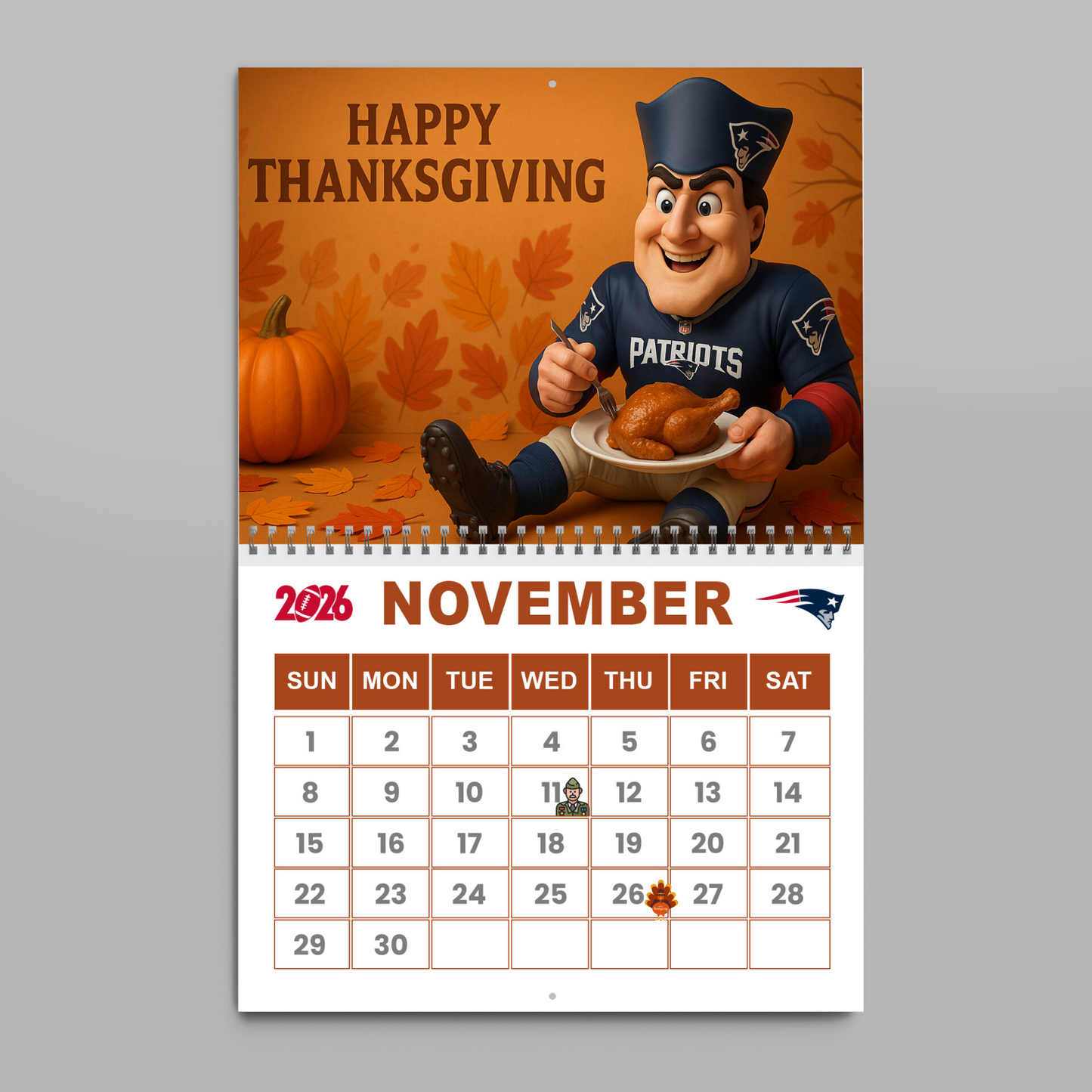 Premium NFL NE Wall Calendar 2026 V1 NMD TTV