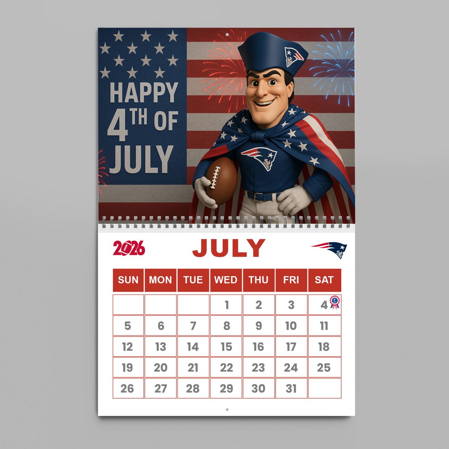 Premium NFL NE Wall Calendar 2026 V1 NMD TTV