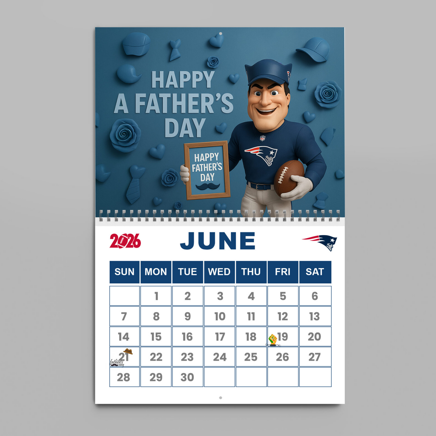 Premium NFL NE Wall Calendar 2026 V1 NMD TTV