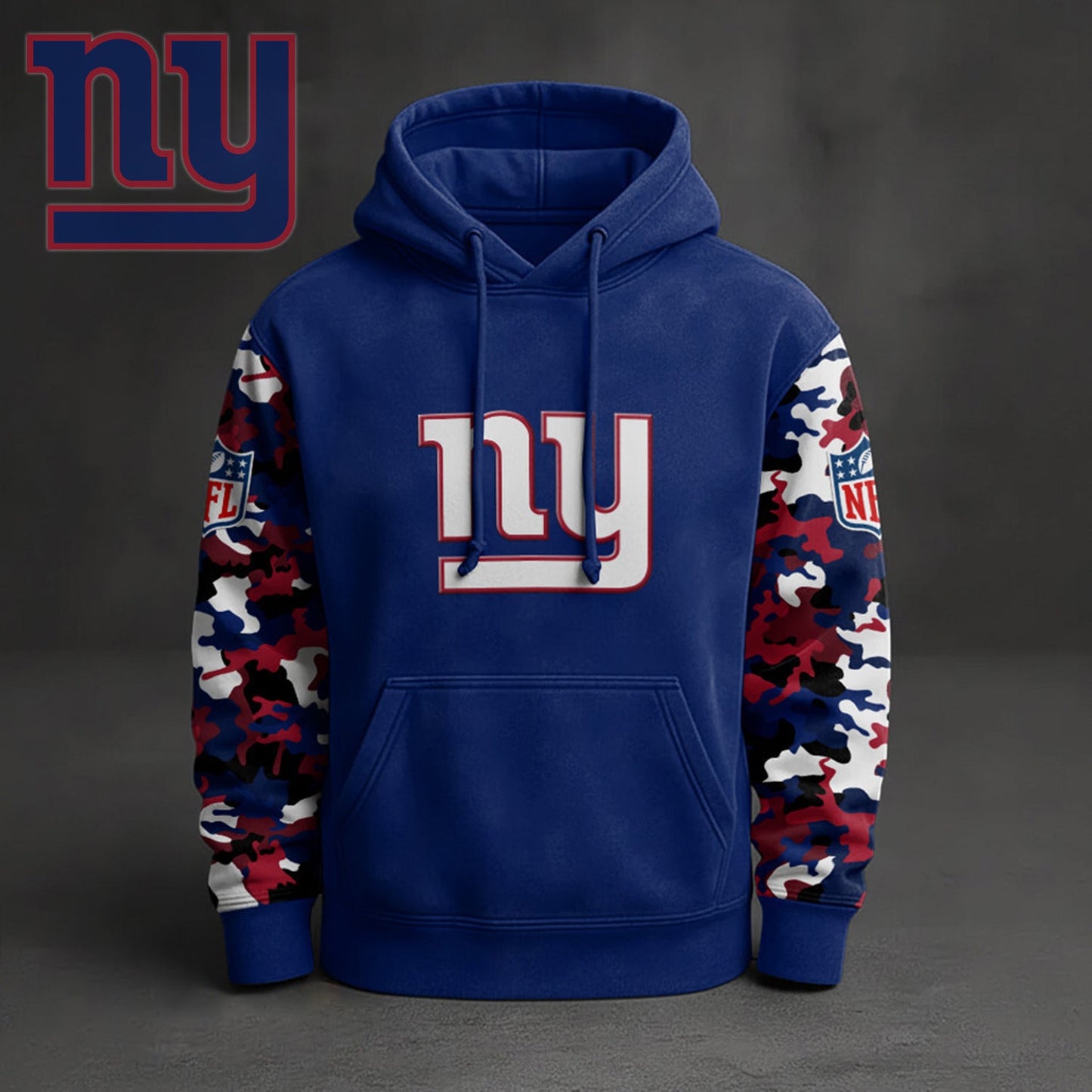 Premium NFL NYG Camo Arm Pullover Hoodie V1 NMD NHM
