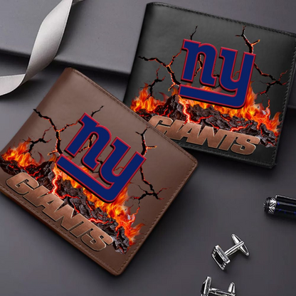Premium NFL NYG Cracked Fire Leather Wallet V1 NMD TTV