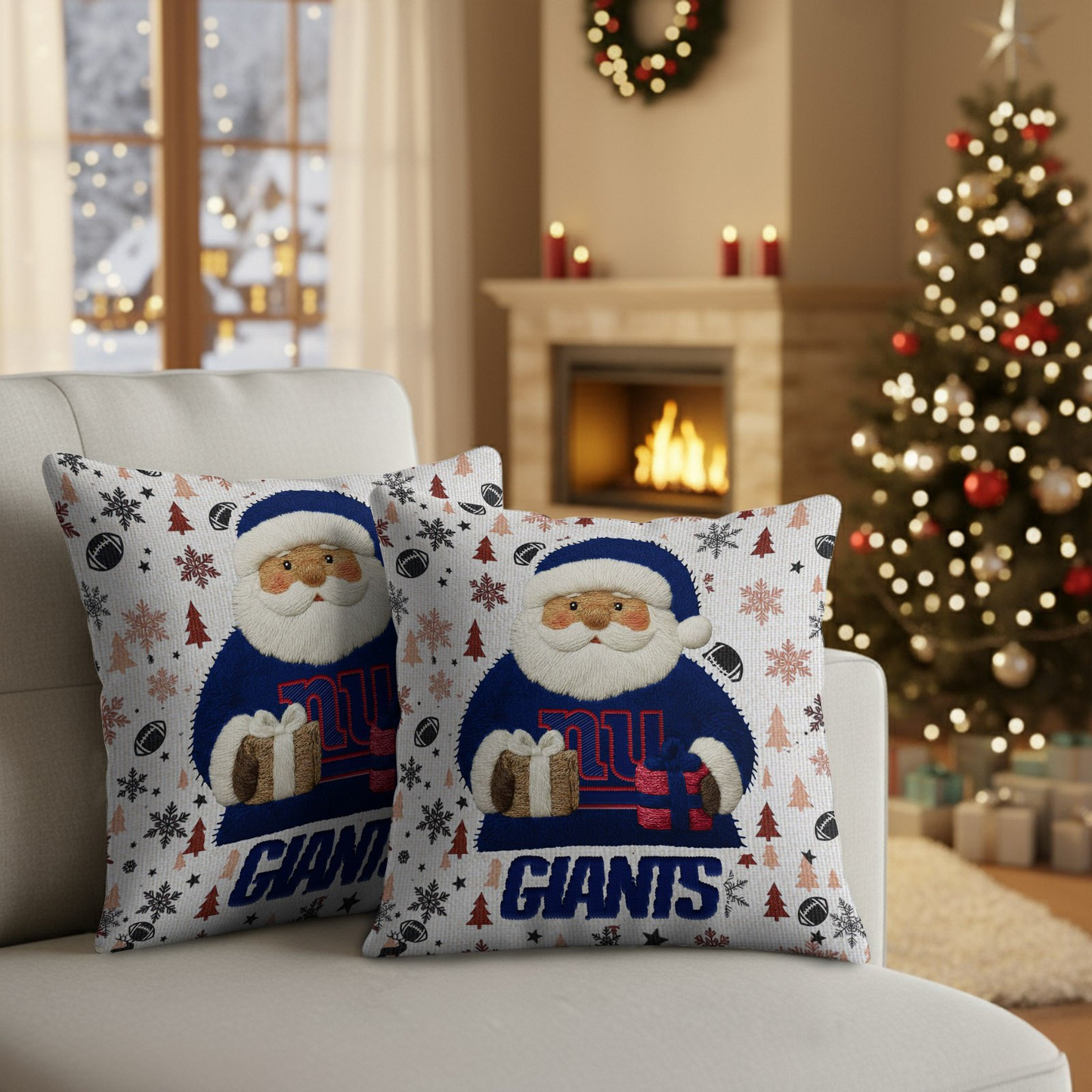 Premium NFL NYG Santa Christmas Pillow V1 NMD TTV