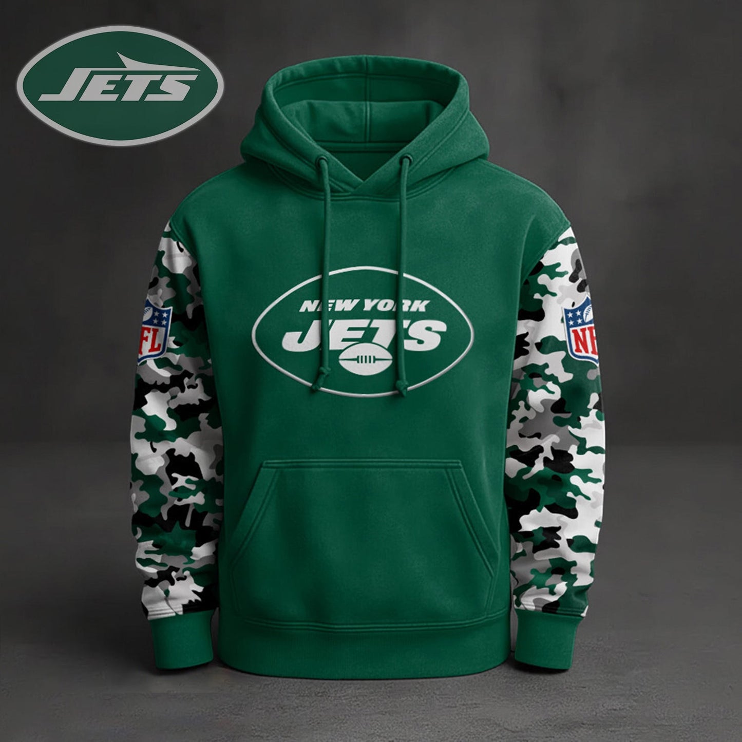 Premium NFL NYJ Camo Arm Pullover Hoodie V1 NMD NHM