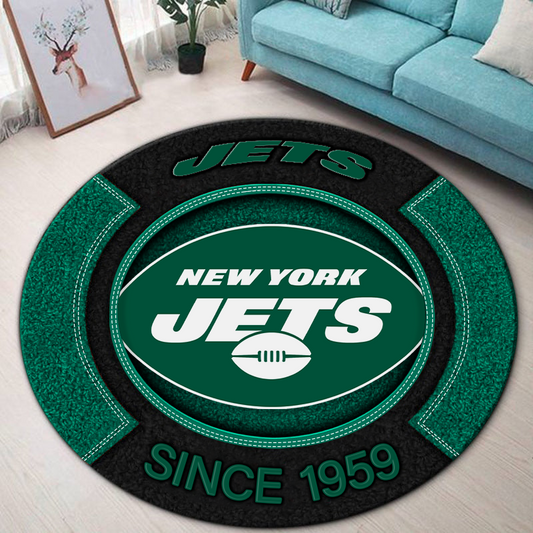 Premium NFL NYJ Round Rug Multicolor V2 NMD TTV