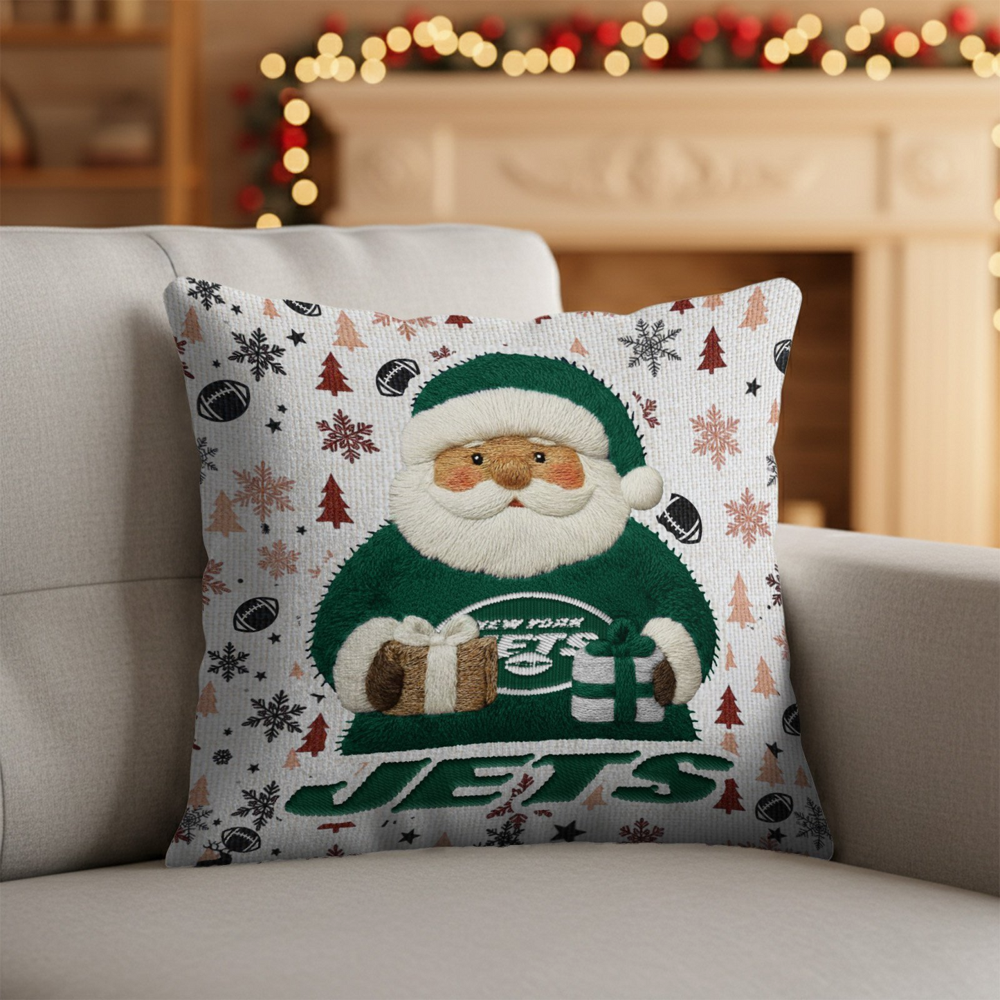 Premium NFL NYJ Santa Christmas Pillow V1 NMD TTV