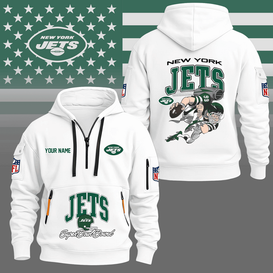 Premium NFL NYJ Super Bowl Hoodie Half Zipper V1 NMD TTV