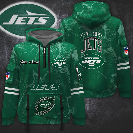 Premium NFL NYJ Vintage Pattern Quarter Zip Hoodie V1 NMD NHM