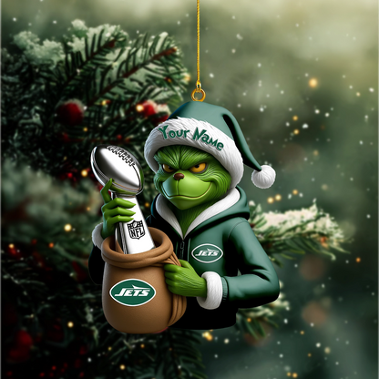 Premium NFL NYJ x The Grinch Christmas Ornament V1 NMD TTV