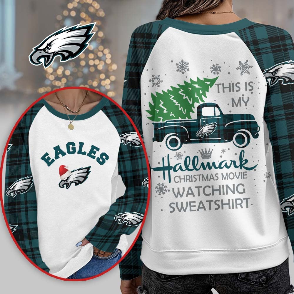 Premium NFL PHI Cozy Round Neck Raglan Sleeve Sweatshirt V1 NMD NHM