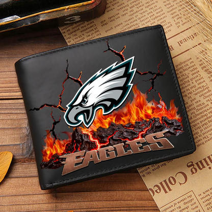 Premium NFL PHI Cracked Fire Leather Wallet V1 NMD TTV