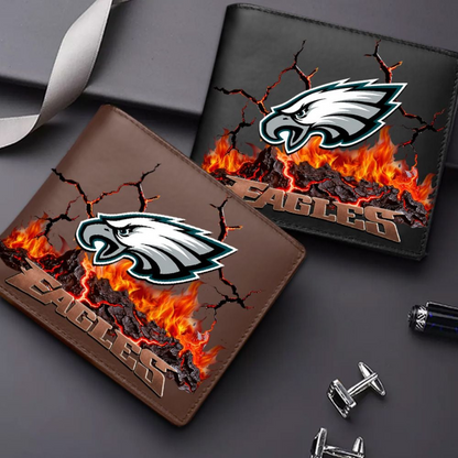 Premium NFL PHI Cracked Fire Leather Wallet V1 NMD TTV
