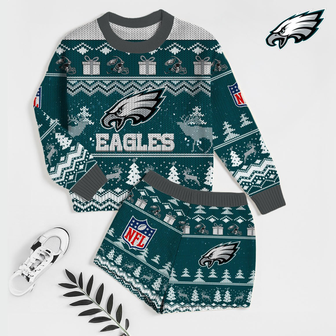 Premium NFL PHI Holiday Sweatshirt & Shorts Set V1 NMD TTV