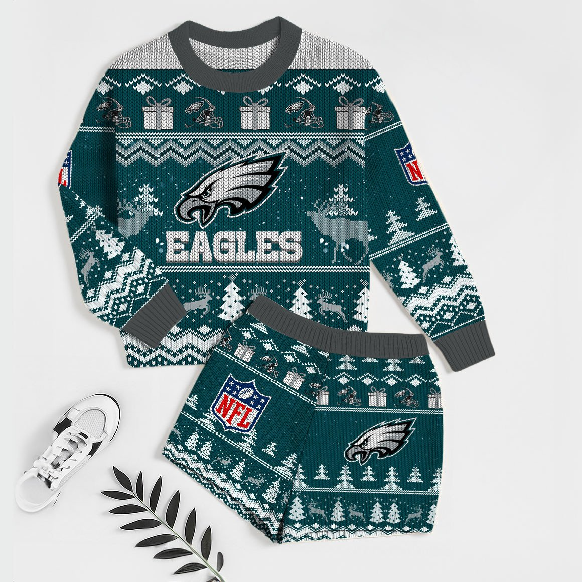 Premium NFL PHI Holiday Sweatshirt & Shorts Set V1 NMD TTV