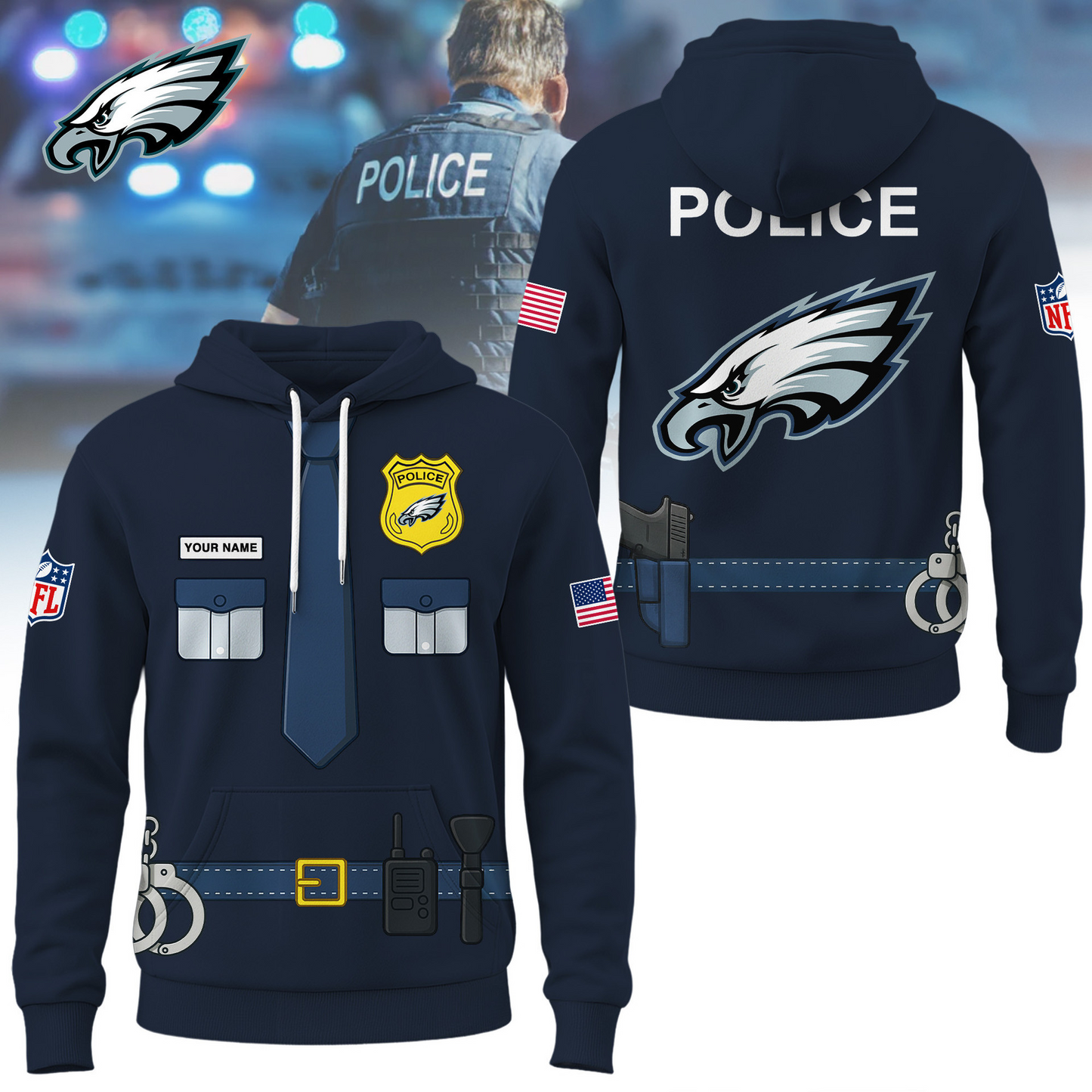 Premium NFL PHI Police Office Costume Shirt V1 NMD TTV