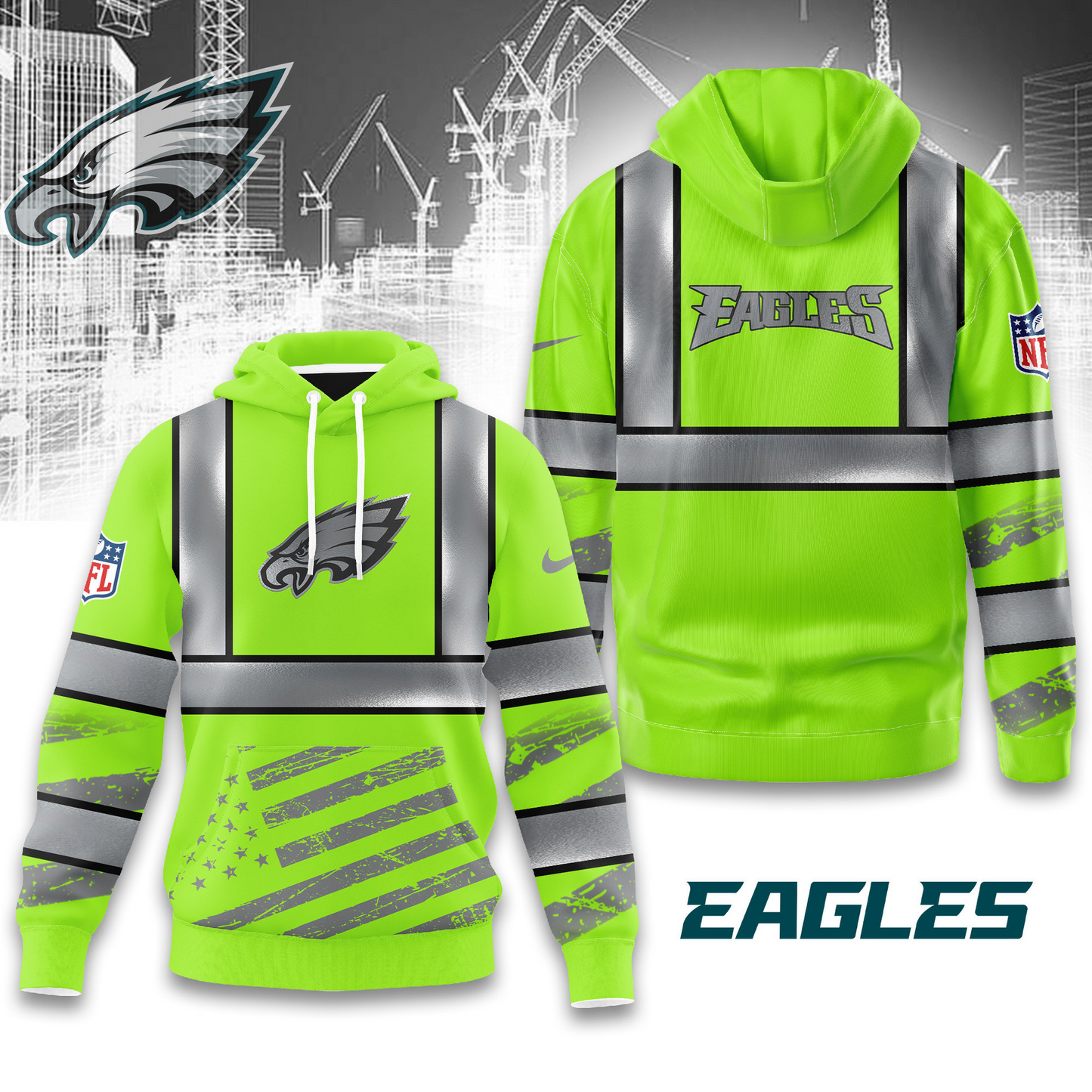 Premium NFL PHI Safety Hi-Vis Hoodie V1 NMD TTV