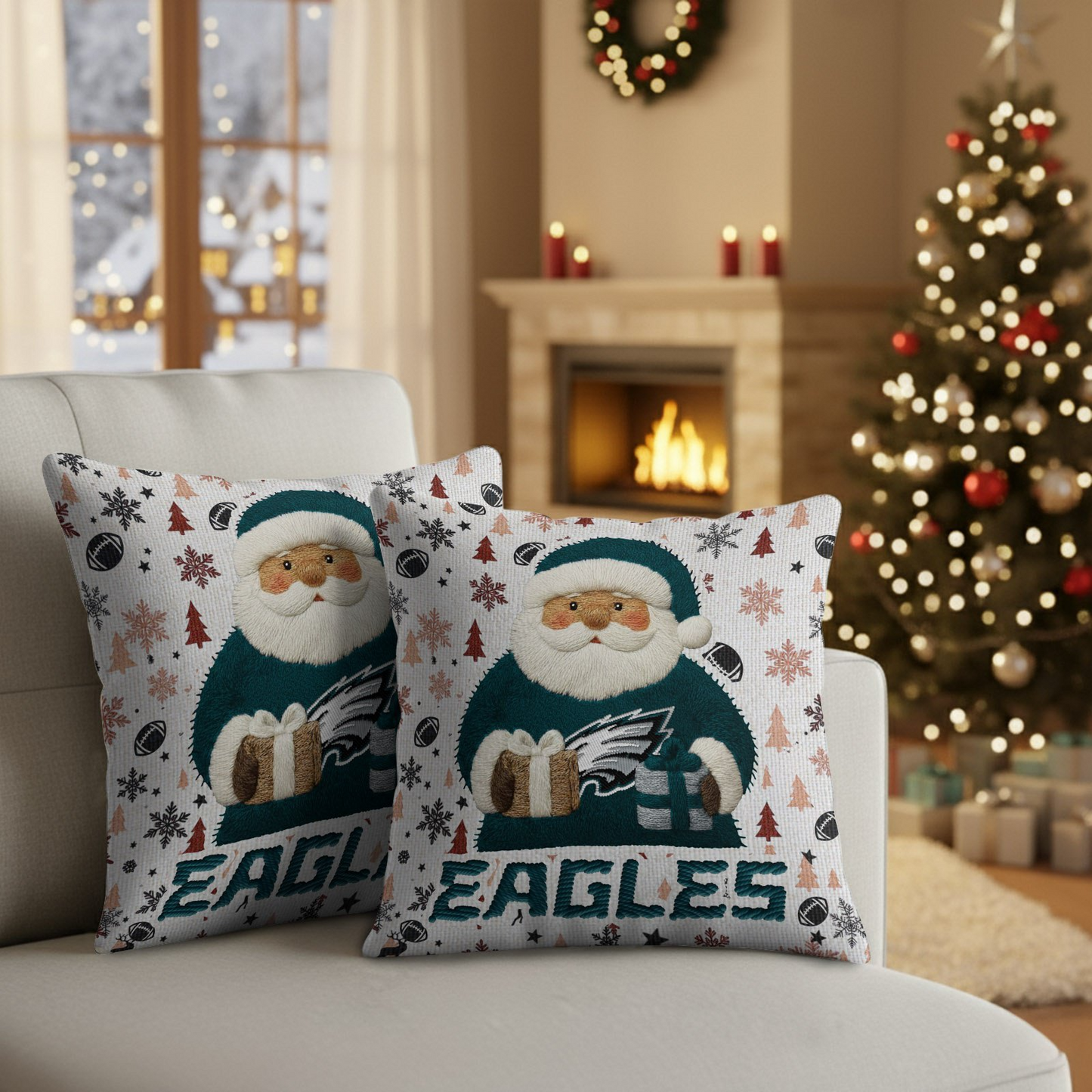 Premium NFL PHI Santa Christmas Pillow V1 NMD TTV