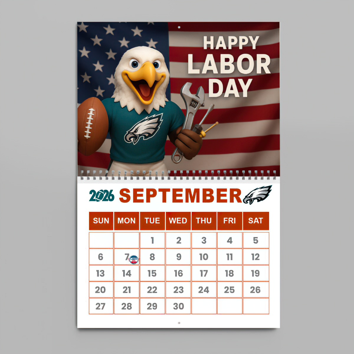 Premium NFL PHI Wall Calendar 2026 V1 NMD TTV