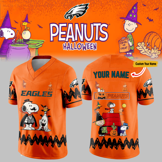 Premium NFL PHI x PEA Halloween V-neck Short Sleeve Jersey V1 NMD TTV