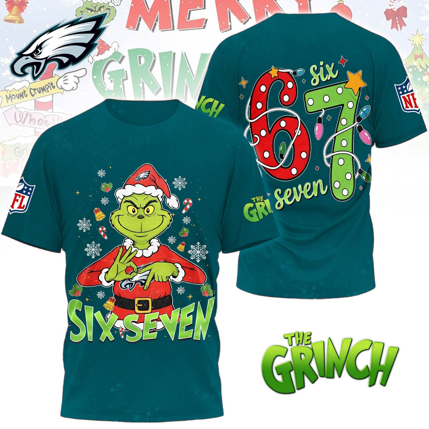 Premium NFL PHI x The Grinch Six Seven T-shirt V14 NMD NHM