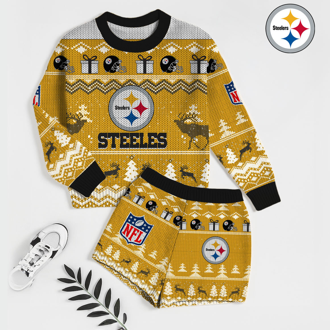 Premium NFL PIT Holiday Sweatshirt & Shorts Set V1 NMD TTV