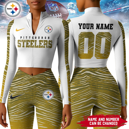 Premium NFL PIT Long-Sleeve Crop Top Sports Jacket and Leggings V1 NMD TTV