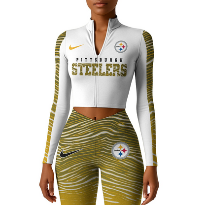 Premium NFL PIT Long-Sleeve Crop Top Sports Jacket and Leggings V1 NMD TTV